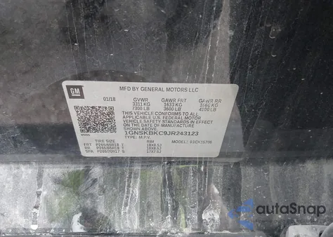 2018 Chevrolet Tahoe Lt из США, поврежденный, VIN 1GNSKBKC9JR243123